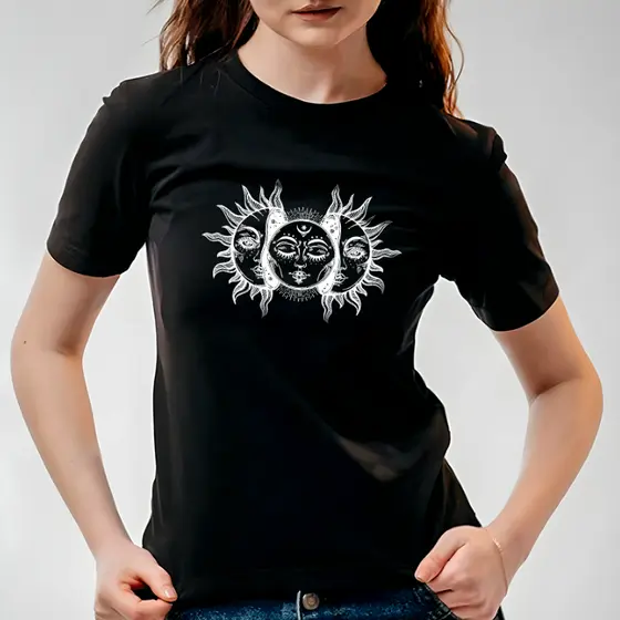 Camiseta SOL E LUA ASTROLOGIA Streetwear 100% Algodão Masculina e Feminina Unissex Camisa Premium
