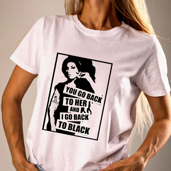 Camiseta AMY WINEHOUSE Back To Black 100% Algodão Unissex Música Pop Conforto e Estilo Casual