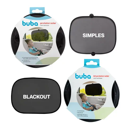 Kit Com 2 Protetor Solar Buba Infantil Para Carro Com Ventosa Protege Sol e Dos Raios Solares