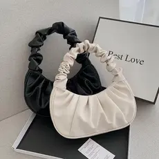Saco de Nuvem Pregueado Moda Novo Estilo Bolsa de Mão Feminina Branca Natal Presente