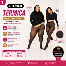 Meia-Calça Térmica Peluciada Efeito Transparente – Modeladora, Super Quente para Inverno, Slim 36-42 e Plus Size 44-52