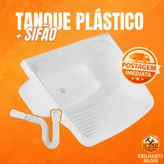 Tanque 28L com Sifão Ralo e Kit de Instalação Tanquinho Pia Lavar Roupas Lavanderia Parafuso sifao