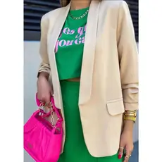 Blazer  Feminino Alfaitaria Max Social frente aberto elegante Moderno Moda