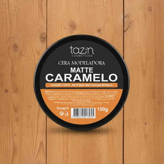 Cera Capilar Modeladora Matte Caramelo - Tazin Cosméticos 150g Cabelo Barba e Bigode Toque seco