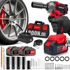 Chave de Impacto Potente 800/520Nm Parafusadeira Brushless Profissional 2 Bateria
