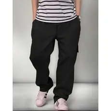 Calça Cargo jeans e sarja Larga Masculina Skate Caqui 6 Bolsos Fechamento Cordão unisex