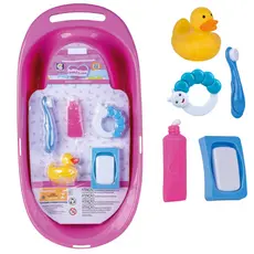 Banheira de Boneca Hora do Banho Coleção Baby Ninos Cotiplás Rosa Acessórios Sabonete Pasta Escova