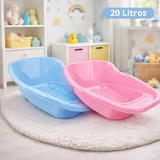 Banheira Infantil Adoleta 20 Litros Resistente Anatômica Ergonômica Valvula de Escoamento Rosa Azul