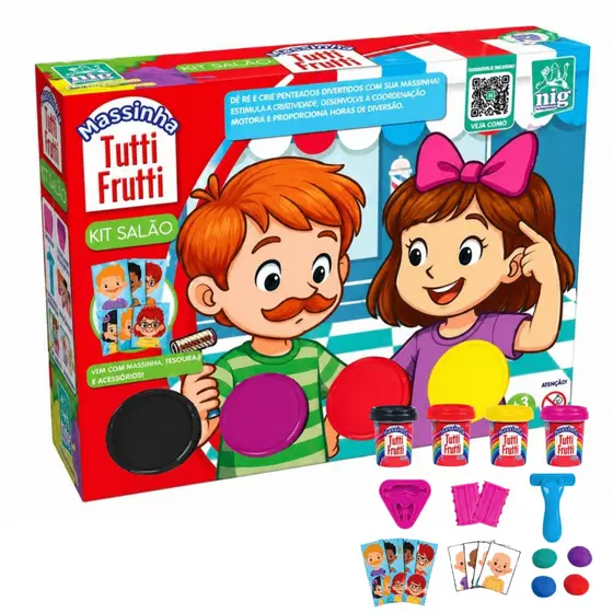 Massinha de Modelar Infantil Salão de Beleza Com Cheiro de Tutti-Frutti Cabeleireiro Cabelo