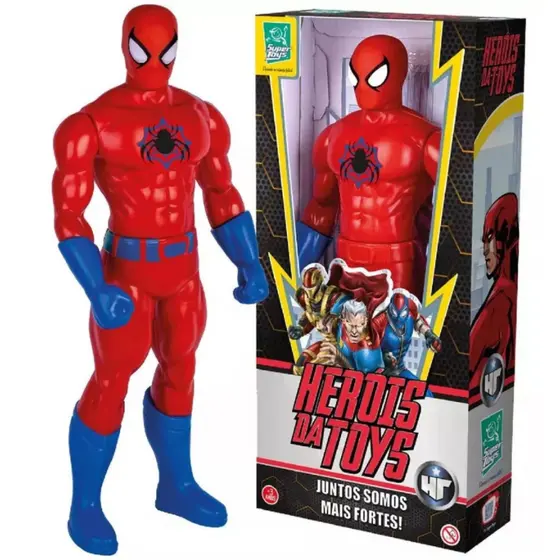Boneco Homem Aracniano Super Herói Aranha Brinquedo Teia Vermelho e Azul