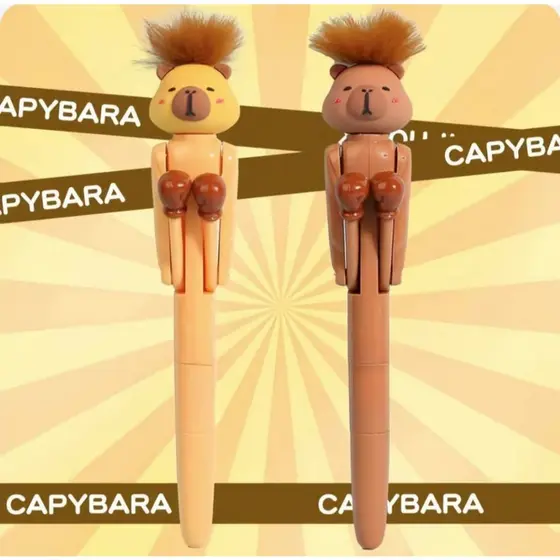 ✨Caneta Criativa Capivara “Cabelo em Pé” com Luvas de Boxe🥊✨