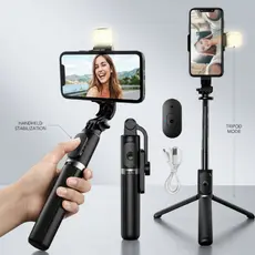 Tripé Selfie para Celular com Luz LED e Bluetooth – Bastão Selfie Ajustável com Tripé