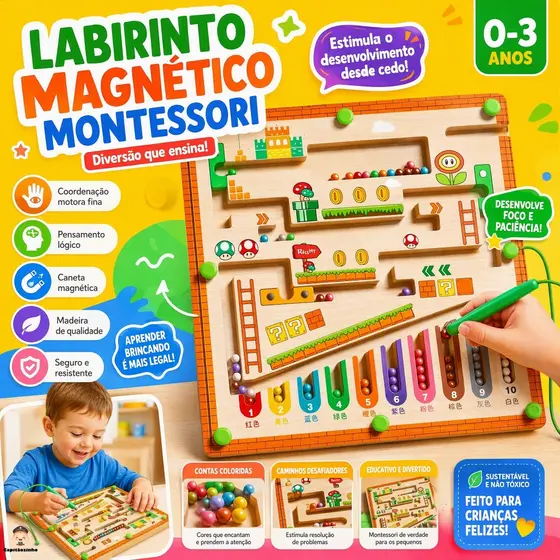 Montessori Alfabeto Magnético Labirinto Aprendizagem Carta Criança Quebra-Cabeça Placa