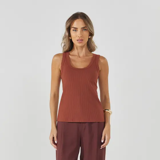 Regata Feminina de Ribana Canelada com Elasticidade KB388-A
