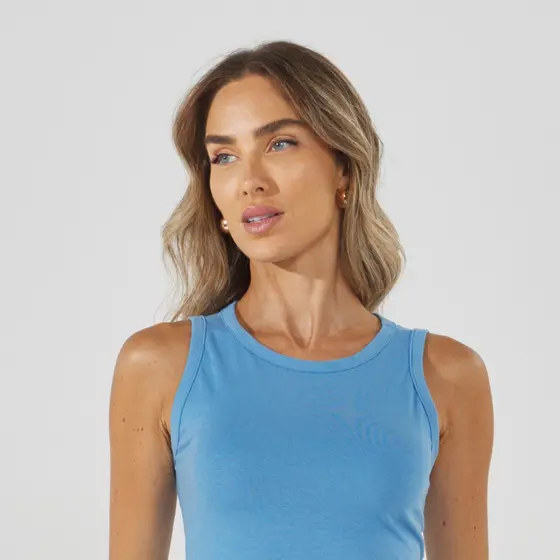 T-shirt Cropped De Cotton sem manga Gola Redonda Kb327-c1