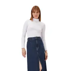 Blusa feminina Gola Alta  e Manga Longa de Cotton KB355