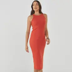 Vestido Midi de Ribana Casual sem Manga Tubinho KO3681-A