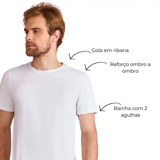 Camiseta 100% Algodão Básica gola redonda KB201-C3