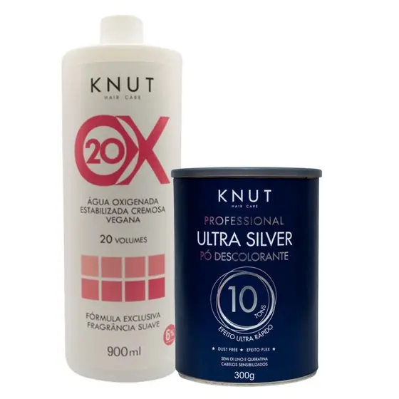 Kit Pó Descolorante Ultra Silver 300g + OX 20 Volumes 900ml Knut