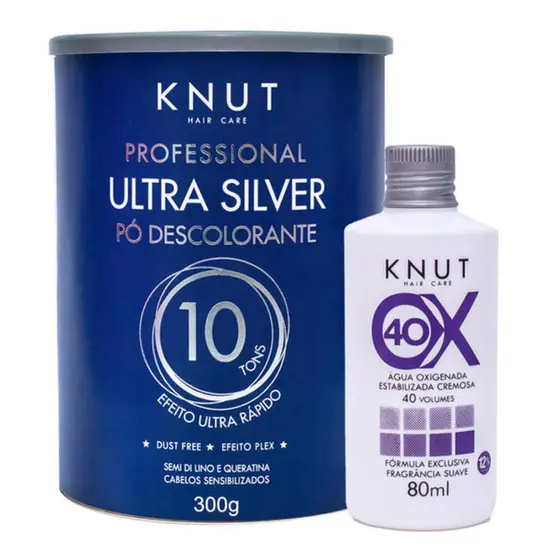 Kit Pó Descolorante Ultra Silver 300g + OX 40 Volumes 80ml Knut