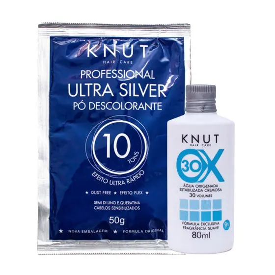 Kit Sachê Pó Descolorante Ultra Premium 50g + OX 30 Volumes 80ml Knut