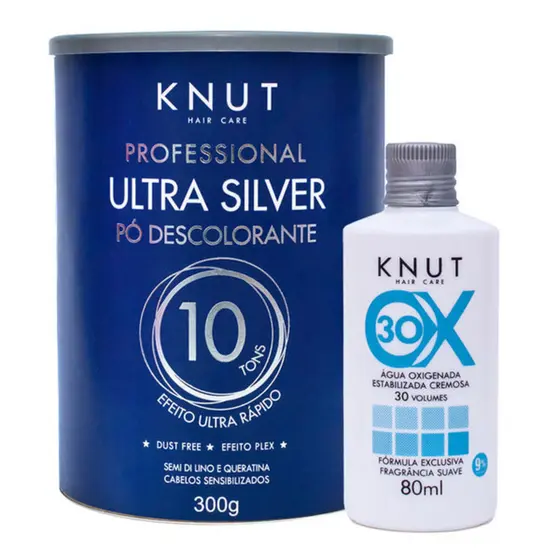 Kit Pó Descolorante Ultra Silver 300g + OX 30 Volumes 80ml Knut