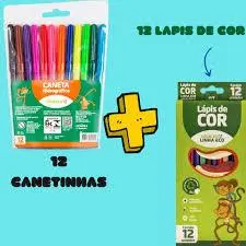 Kit Canetinha de 12 Cores e Lapis de 12 Cores - Leo&Leo