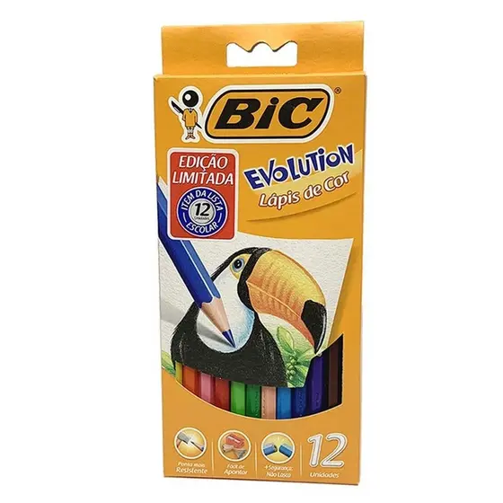 Lapis de cor (sextavado) Evolution 12 Cores - Bic
