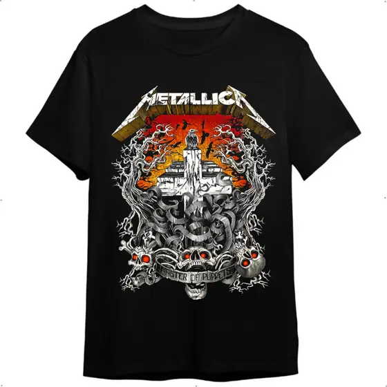 Camiseta Masculina Metallica Lançamento Camiseta 100% Algodão Camisetão Solta Plus Size Camiseta - Spyke Shop