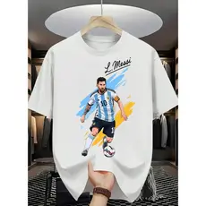 Camiseta Masculina Lionel Messi Lançamento Camiseta 100% Algodão Camisetão Solta Plus Size Camiseta - Spyke Shop