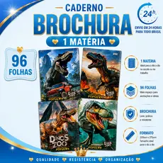 Caderno Brochura Capa Dura Raptor Universitário 96 Folhas - Nova Caderno Menino Infantil