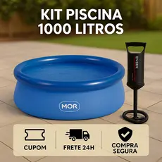 Piscina Mor 1000 Litros Inflável + Bomba de Encher Com  3 Bicos Intex