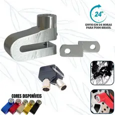 Cadeado Trava de Disco Moto Bike Patinete Chave e Cabo Lembrete Espiral Segurança Freio Antifurto