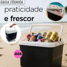 Caixa Térmica 22L Cooler Viagem Praia Piscina Camping c/ Porta Copos