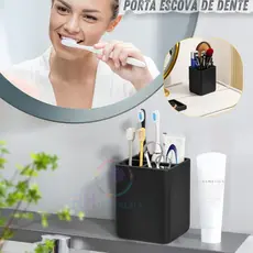 PORTA ESCOVA DE DENTES PRETO PARA BANHEIRO COM DIVISÓRIA