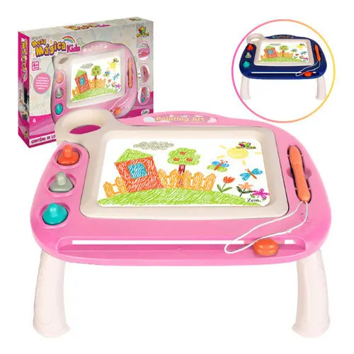 Mesa Infantil Lousa Mágica Interativa Tablet Educativo Rosa