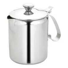 Bule Leiteira Leite Café Aço Inoxidável Com Tampa Barista Profissional 750ml