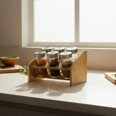 Porta Condimentos Temperos Suporte 6 Potes Cozinha Decoração