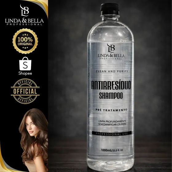 Shampoo Detox Linda & Bella Antirresíduos Limpeza Profunda 1LT