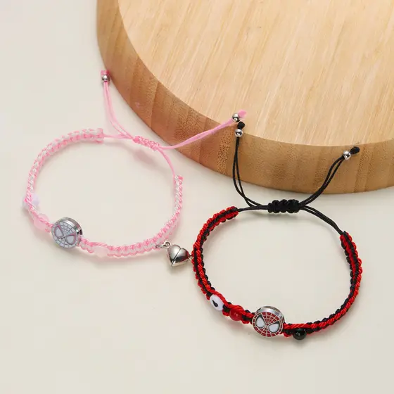 Pulseira Magnética de Casal em Forma de Coração do Homem-Aranha, Feita à Mão, Presente de Halloween