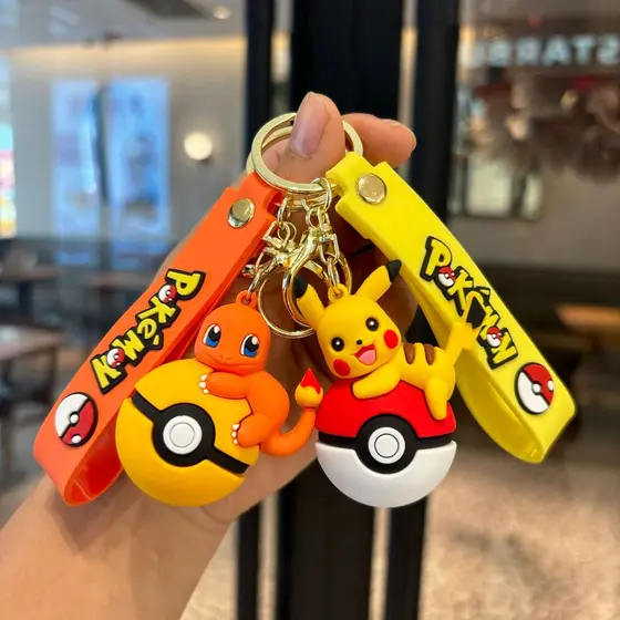 Novo Chaveiro de Silicone Pokémon Pikachu, Pingente de Chave para Homens e Mulheres, Presente de Boneca Chaveiro