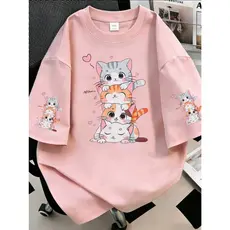 Camiseta UNISSEX ALGODAO Feminina Blusa Estampas Gato Fofo unissex P AO G5