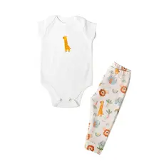 Conjunto Calça e Body Manga Curto Girafinha