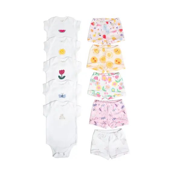 Kit 10 peças Curto - Conjunto Melancia, Tulipa, Ursinho, Solzinho e Libelula