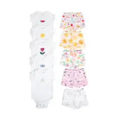 Kit 10 peças Curto - Conjunto Melancia, Tulipa, Ursinho, Solzinho e Libelula