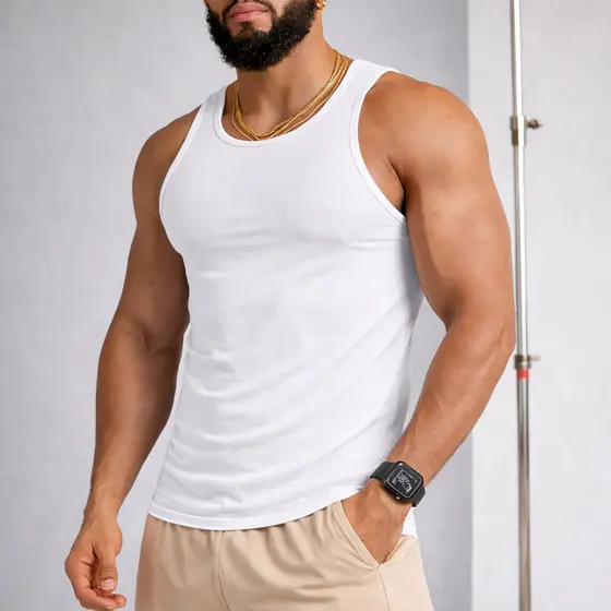 Camiseta Masculina Regata Canelada Estilo Americana Camisa Regata Academia