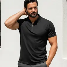 Camisa Polo Masculina Tecnológica Premium Tecido Poliamida Frio com Zíper Elastano