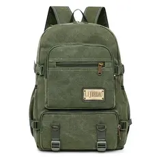 Mochila de Lona Vintage Estilosa Vários Compartimentos Viagem e Estudos 2501