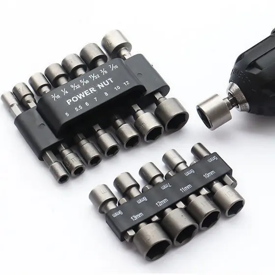 9/14pecas jogo de Bits soquete para parafusadeira 5 A 13mm kit de bits sextavado