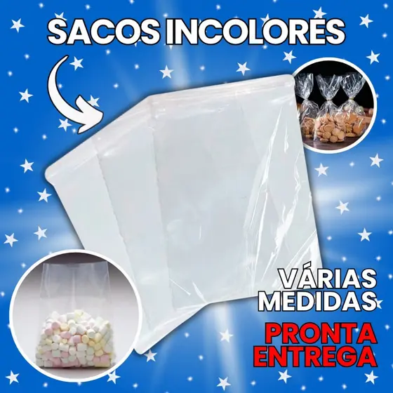 Sacos Plásticos Transparente Incolor PP 100 200 500 Unidades